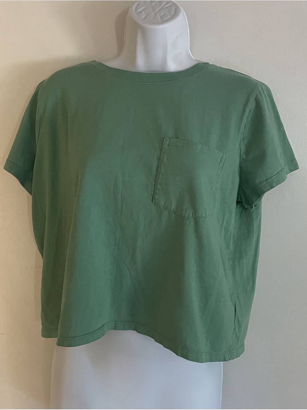 a.n.a Sage Green Cropped Pocket Tee